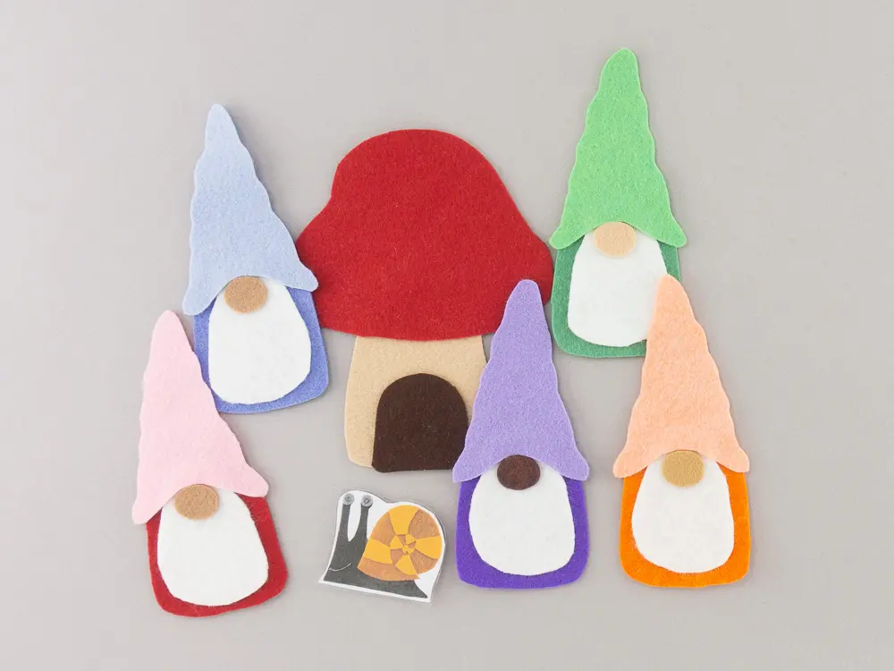 felt gnomes and mushroom