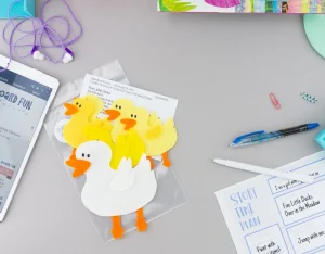 five ducks felt board set on desk
