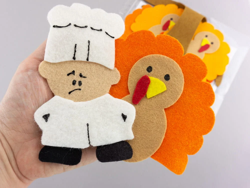 Close up of turkey felt board set